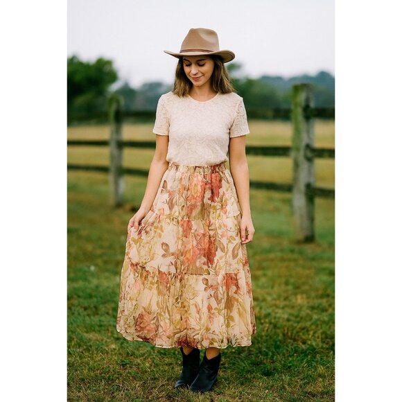 krazy kat Dresses & Skirts - Women's Maxi Skirt Cottagecore Prairie Floral Fairy Flowy Y2K Size Large